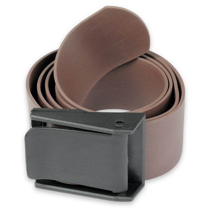 Brunt blybelte i gummi med plastspenne