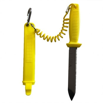 Victory kniv 17cm blad med gul slire - spiss