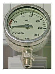 Manometer 52mm, 360 bar, Oksygen